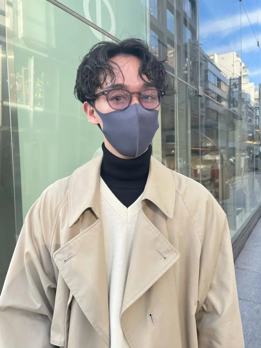パーマ メンズ マッシュ メンズパーマ カット 田中 碧のヘアスタイル