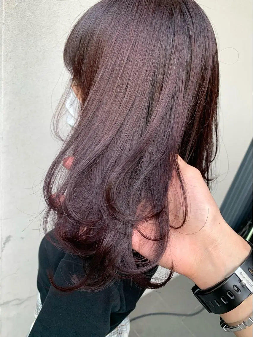 ミディアム カラー ベージュカラー ブリーチ ブリーチなしカラー ピンクカラー ピンクベージュ 矢野 晃平のヘアスタイル