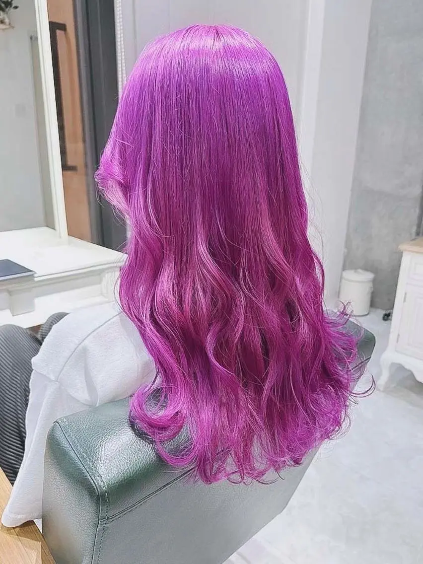 ロング カラー ブリーチ パープルカラー カット ヘアカラー トリートメント モテ髪透明感❤️ デイズヘアカラーのヘアスタイル