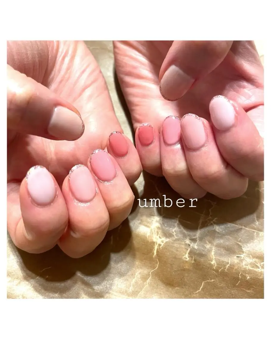 ネイル クリアネイル フラッシュネイル フットネイル フレンチネイル グラデーション ハンドネイル umber 三茶1分のネイルデザイン