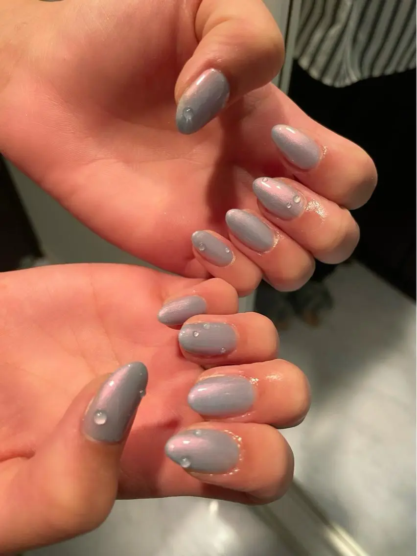 ネイル オーロラネイル ブルー 氷ネイル・うるうるネイル 韓国ネイル マグネットネイル ハンドネイル Nail salon 🎀Angeのネイルデザイン