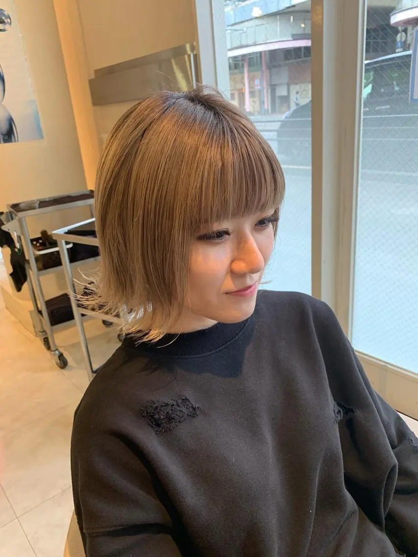 ショート ボブ 外ハネヘア トリートメント 本田 卓也のヘアスタイル