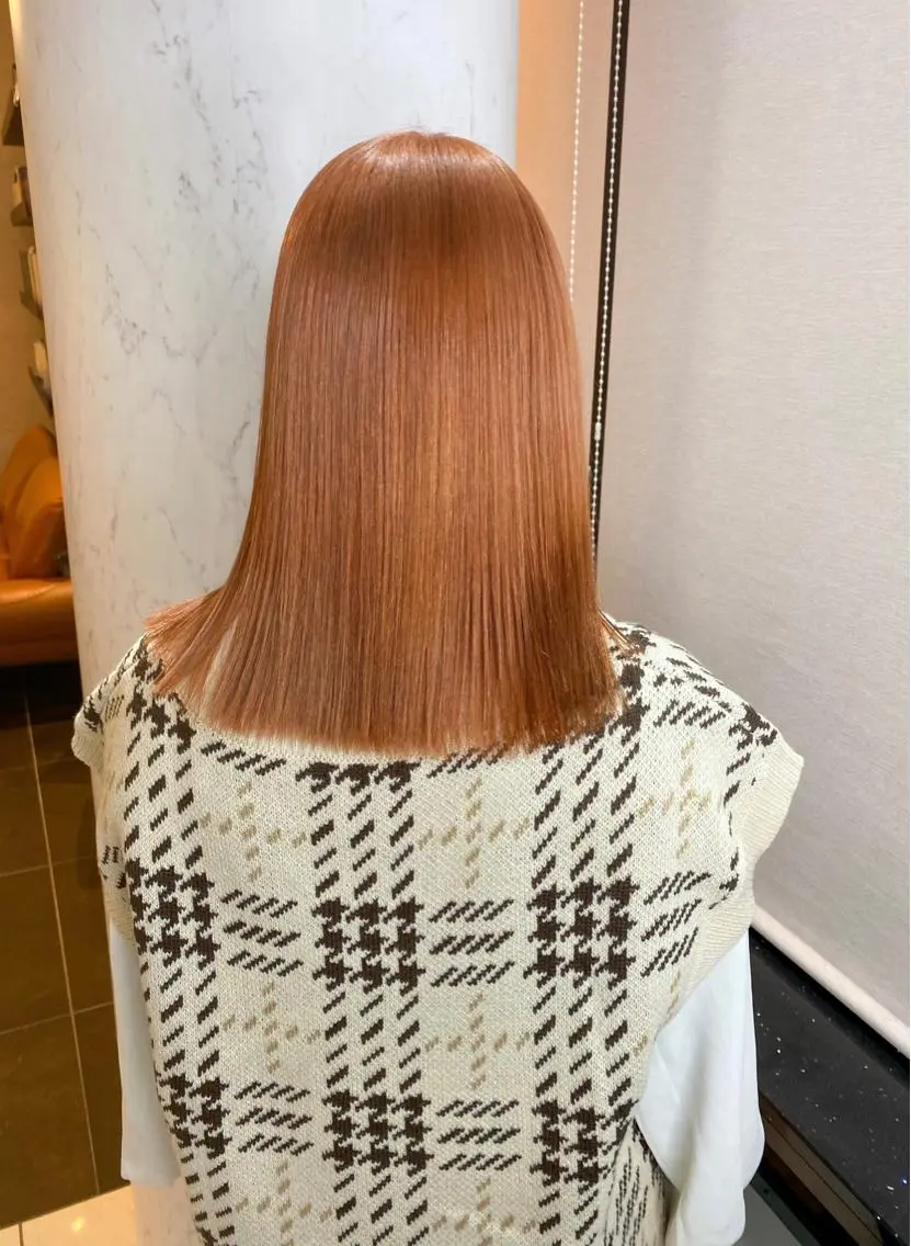 ミディアム カラー オレンジ ヘアカラー トリートメント 🌱ブリーチ・透明感 カラー/mapi🦭のヘアスタイル
