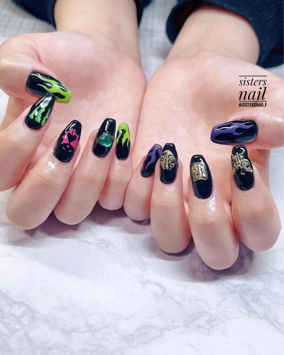 ネイル アートネイル ミラーネイル 夏ネイル sisters nail.fのネイルデザイン