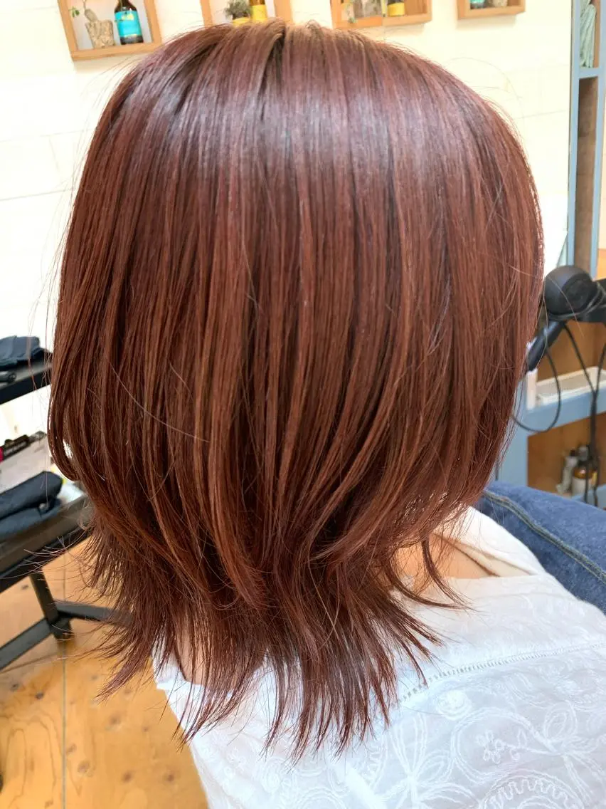 ミディアム カラー ピンクカラー Lagom なかだのヘアスタイル
