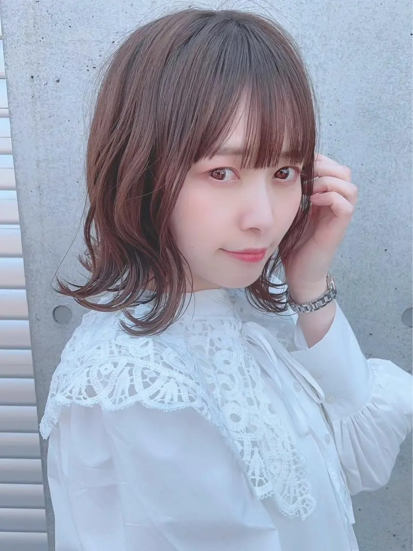 セミロング カラー パーマ ヘアアレンジ 【公式】amble luxe池袋東口🩷のヘアスタイル