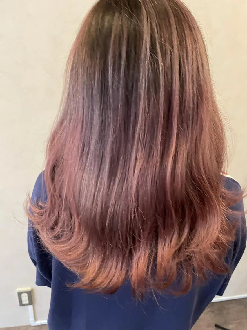 ロング カラー バレイヤージュ ピンクカラー レイヤーカット ヘアカラー トリートメント レイヤー/ウルフ ハイトーンhiroのヘアスタイル