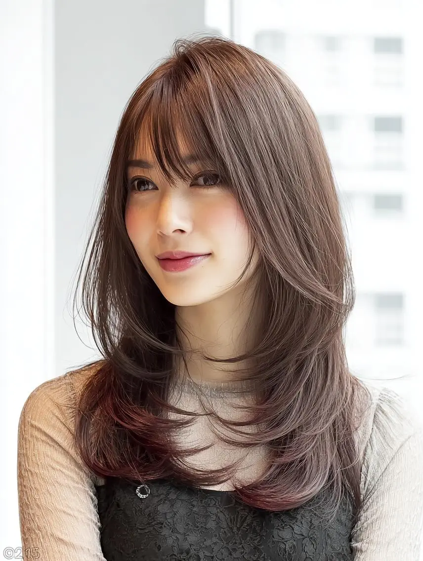 セミロング ハッシュカット 髪質改善 レイヤーカット 縮毛矯正 トリートメント 韓国×艶ハイトーンが ✨絶対可愛い✨リオ✨のヘアスタイル