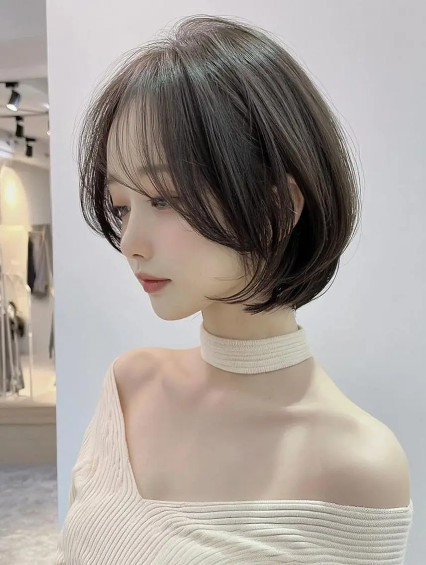 ミディアム 顔周りカット 髪質改善 韓国風ヘア レイヤーカット ヘアカラー トリートメント FOCUS JAPAN4のヘアスタイル
