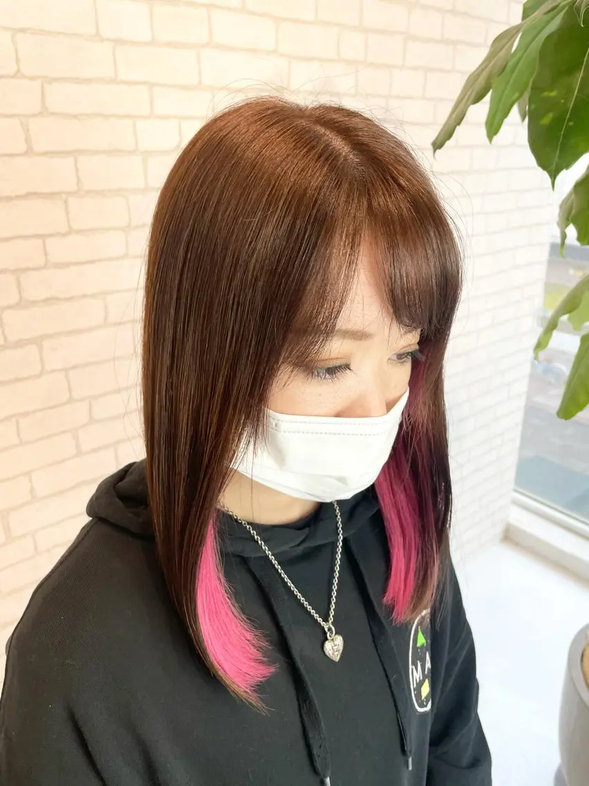 セミロング カラー インナーカラー AMITYメンズ特化 ASUMIのヘアスタイル