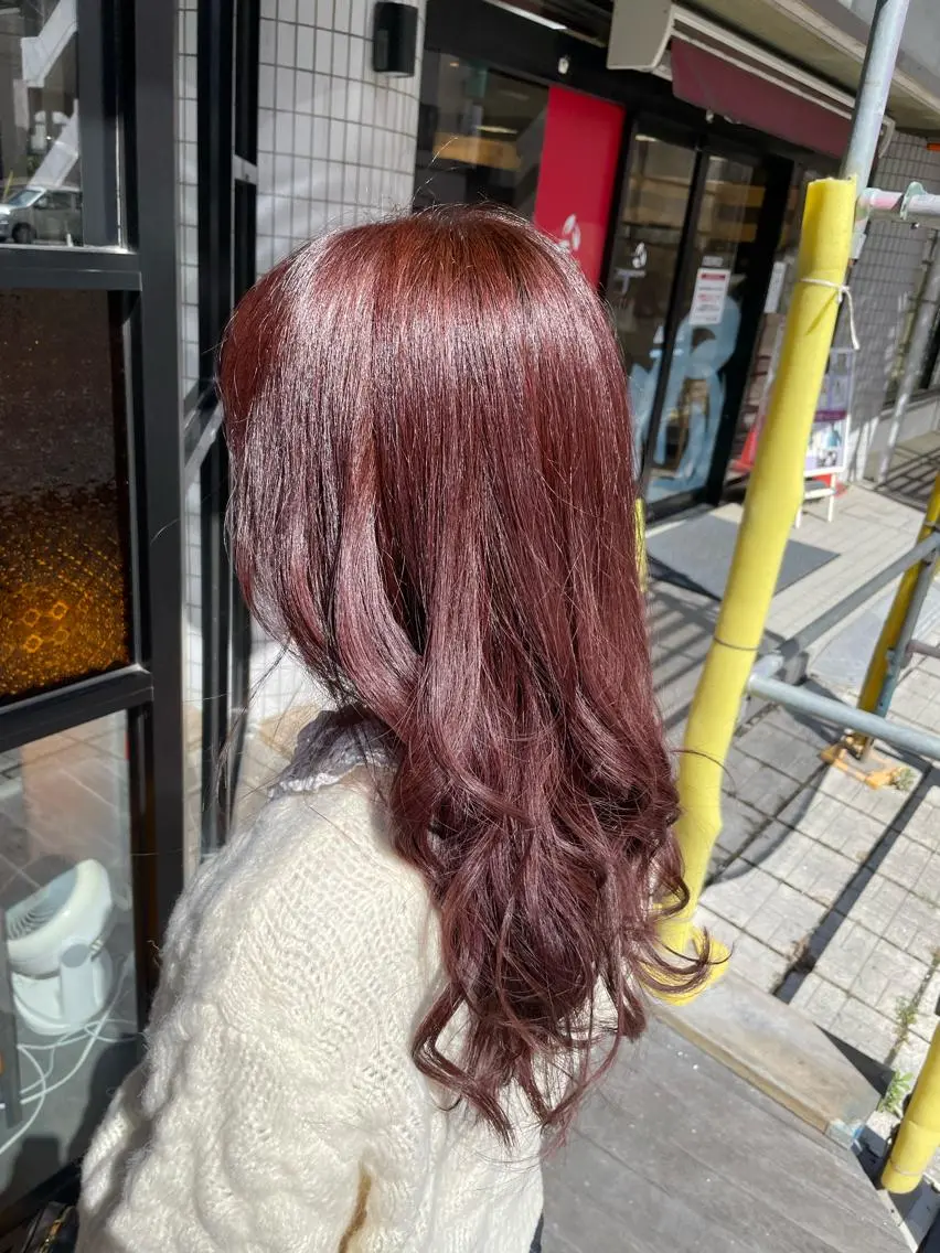 ロング カラー ブリーチ ブラウンカラー ブリーチなしカラー ピンクカラー ピンクブラウン ヘアカラー さかきばら すみえのヘアスタイル