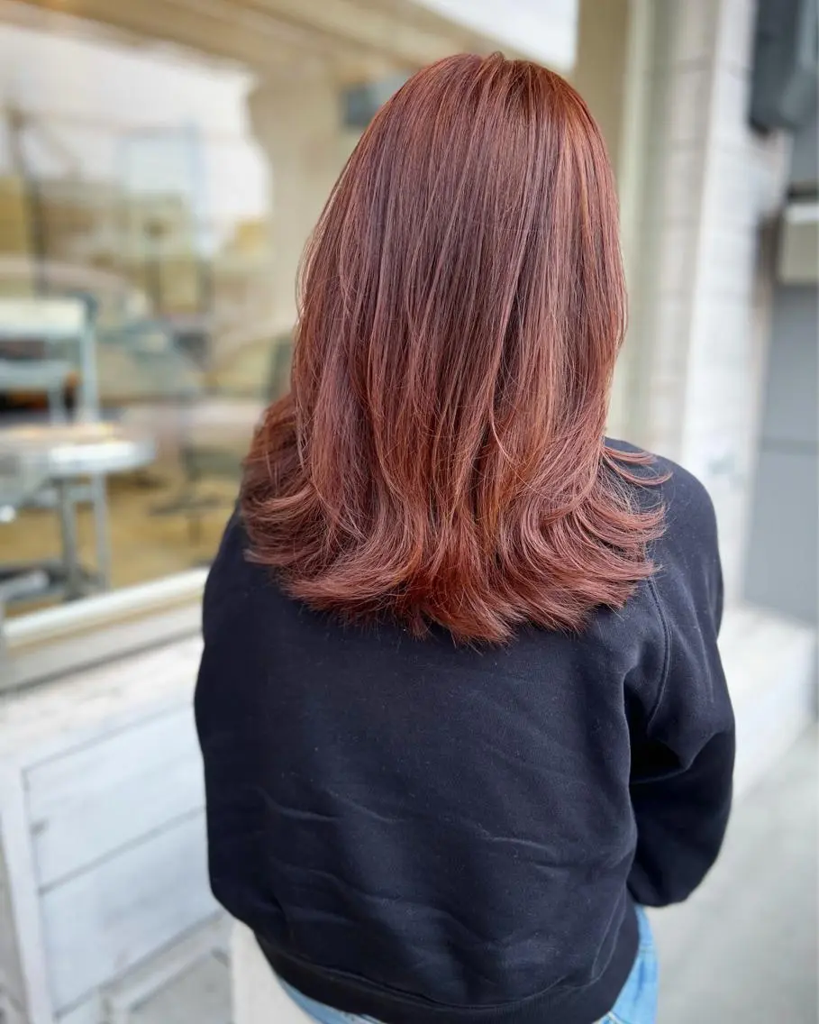セミロング カラー ベージュカラー ピンクカラー ピンクベージュ レイヤーカット テトネ タカシのヘアスタイル