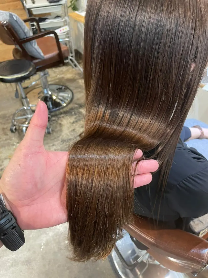 ロング ボブ ハイライト 髪質改善 韓国風ヘア レイヤーカット 初めでも安心🌟 newi町田✂のヘアスタイル