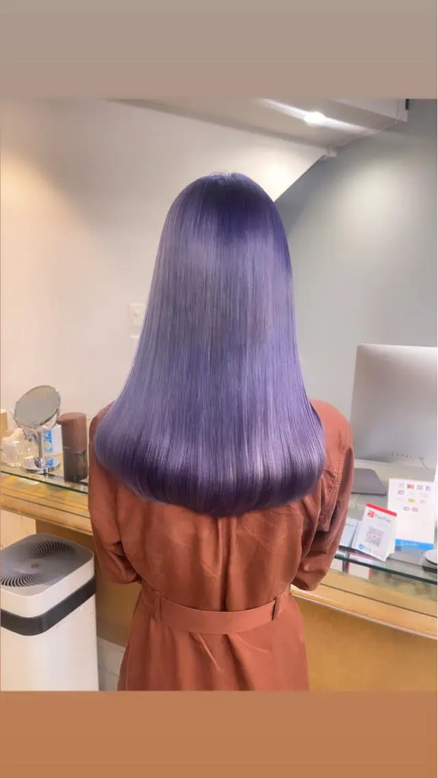 セミロング カラー ブリーチ ラベンダーカラー パープルカラー ヘアカラー トリートメント 渋谷ケアブリーチ Suuのヘアスタイル