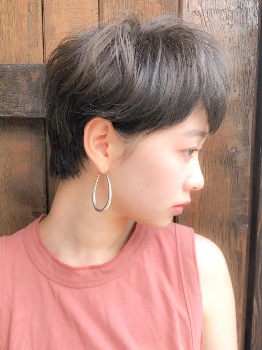 ショート カラー ショートボブ 透明感カラー グレージュ ボブ ショートヘア Lond re Maison.原宿のヘアスタイル