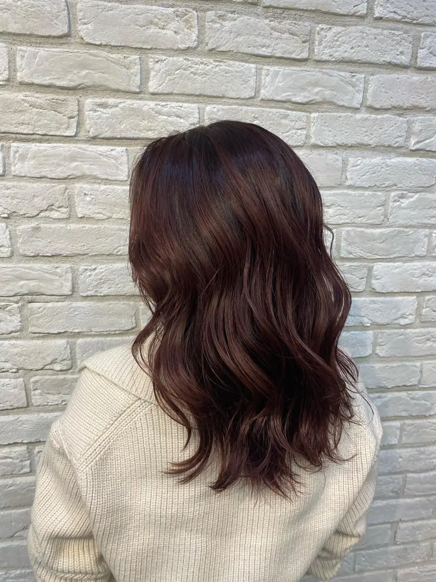 ミディアム ピンクブラウン カット ヘアカラー トリートメント ココロ☀️ CLUTCH天王寺店のヘアスタイル