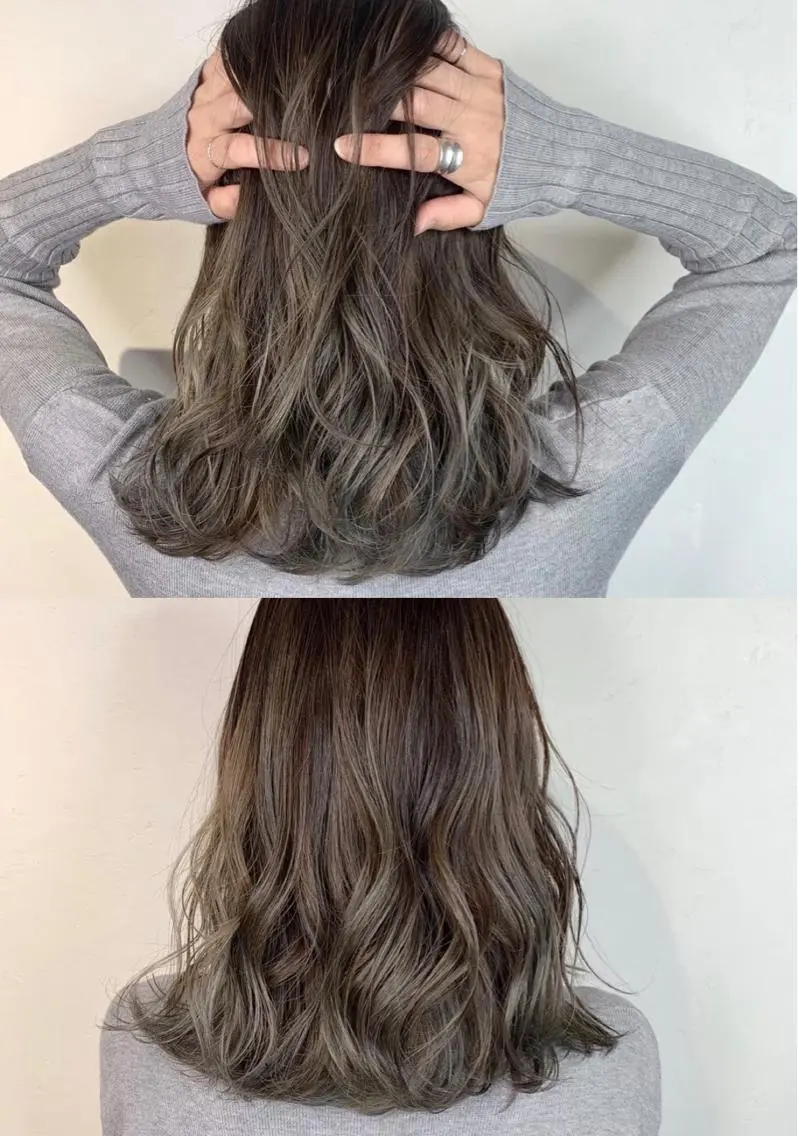 セミロング カラー _WHITE 高槻のヘアスタイル
