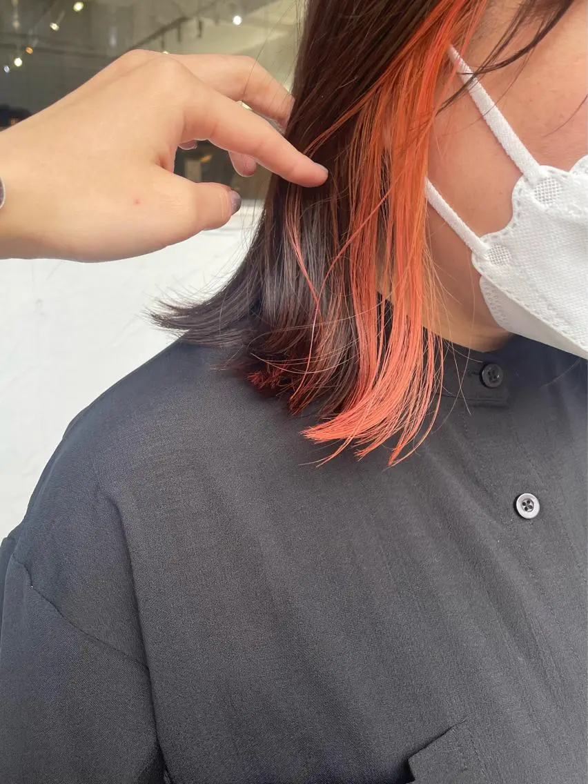 カラー インナーカラー オレンジ ヘアカラー 後藤 陽花子のヘアスタイル