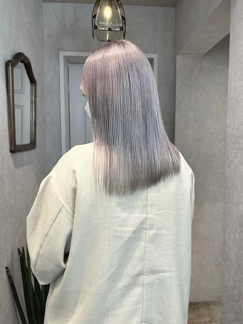ロング カラー グレージュ ラベンダーカラー ラベンダーグレージュ ラベンダーグレー ヘアカラー トリートメント ヘアセット🎀パーマ Tsubasaのヘアスタイル