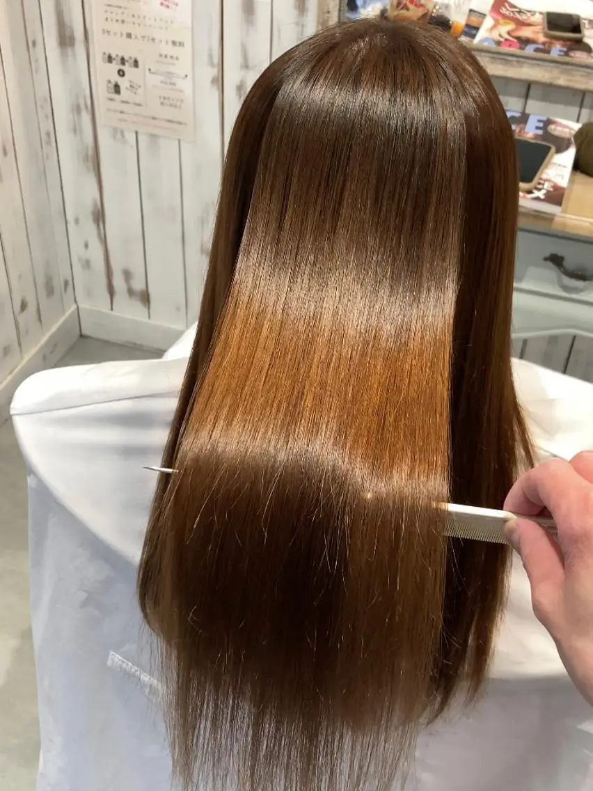 ロング カット ヘアカラー 縮毛矯正 【ailes】品川 隆博のヘアスタイル