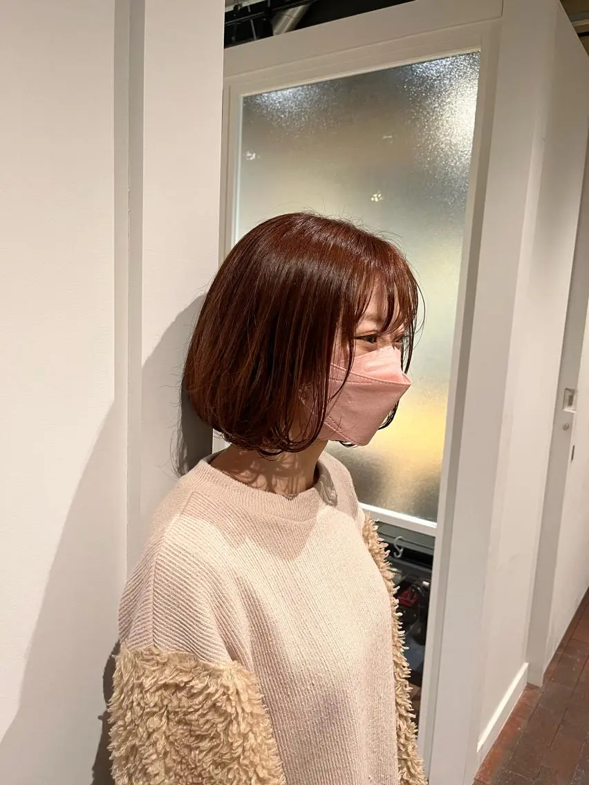 ミディアム カラー ベージュカラー ピンクカラー ピンクベージュ ボブ マンツーマン 縮毛矯正/マユコのヘアスタイル