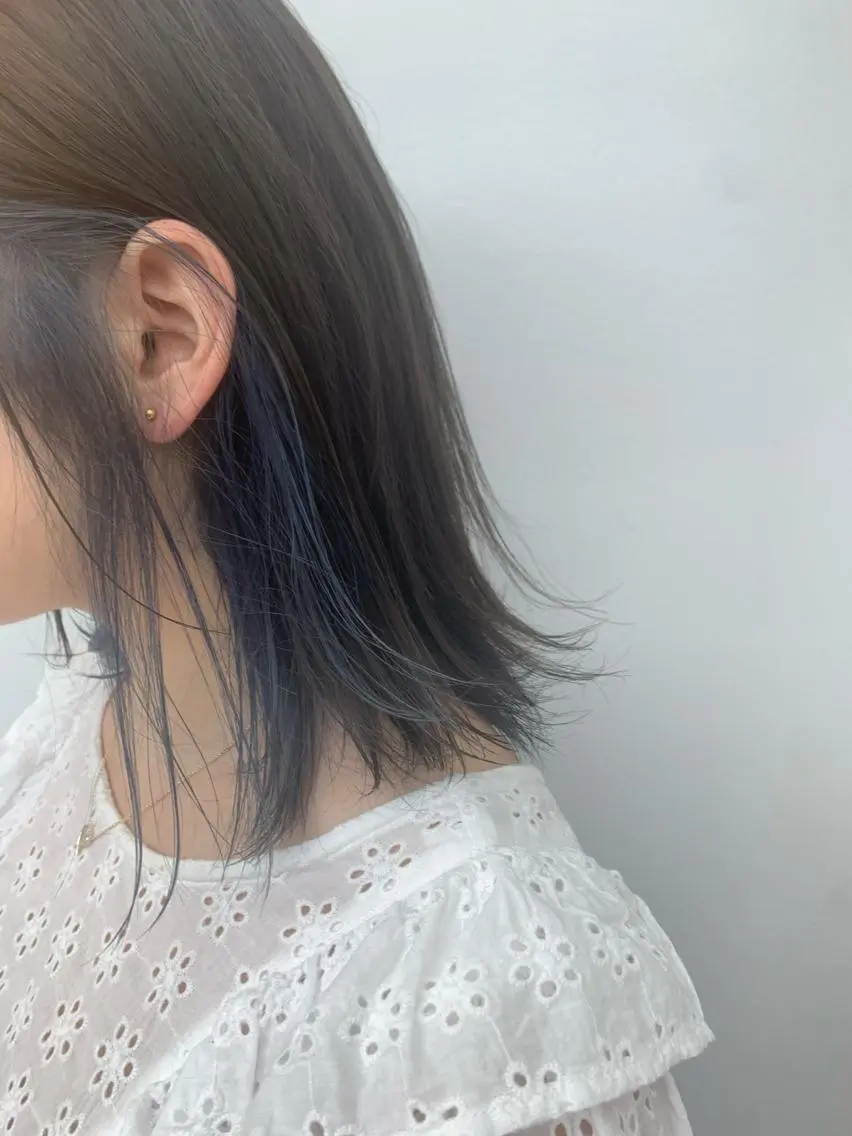 ミディアム カラー ブルーカラー グレージュ ヘアカラー 中目黒🌼 🌼ハナのヘアスタイル
