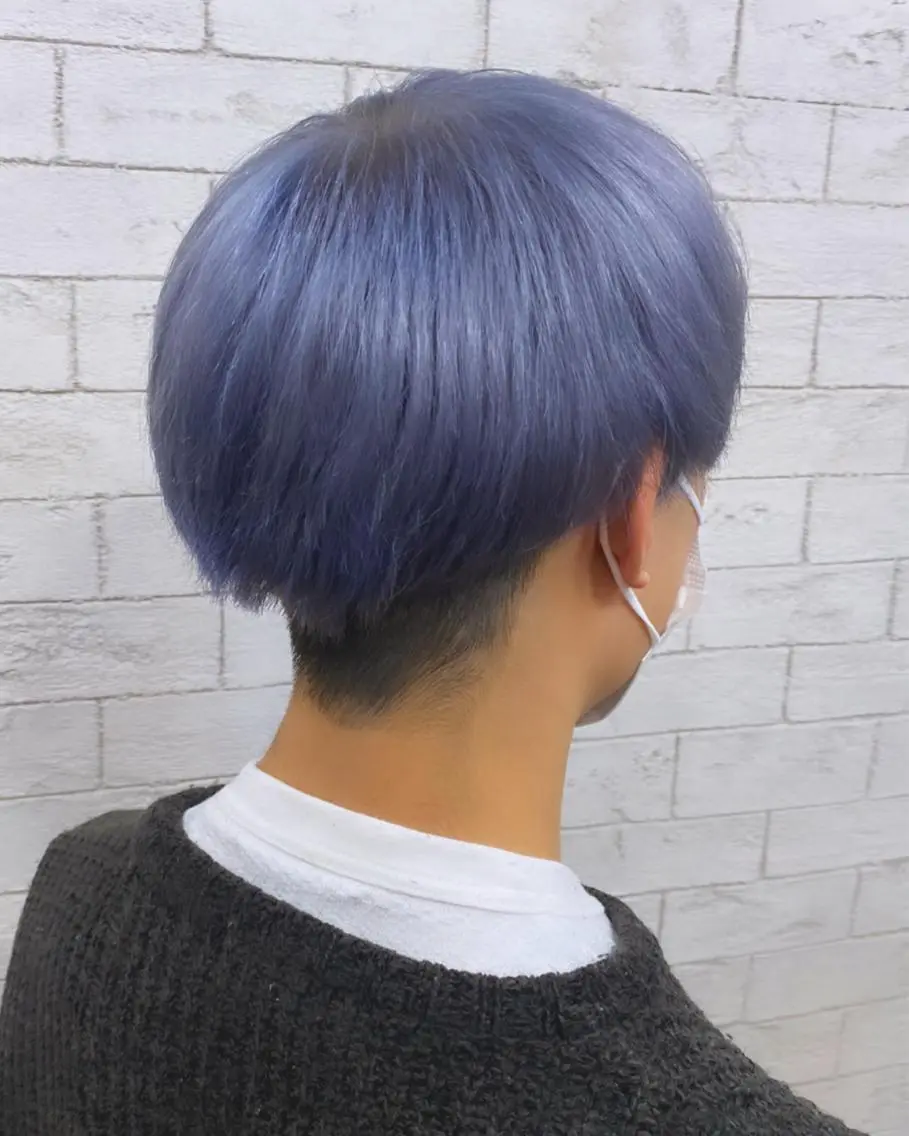 ショート メンズ パープルカラー グレージュ達人/赤み 消し/ブリーチ/岩崎のヘアスタイル
