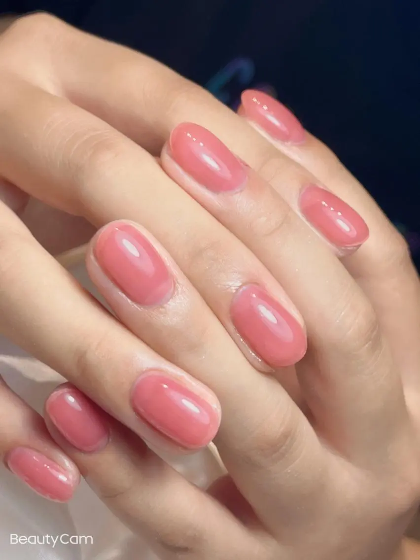 ネイル ワンカラーネイル bijou nails　蓮のネイルデザイン