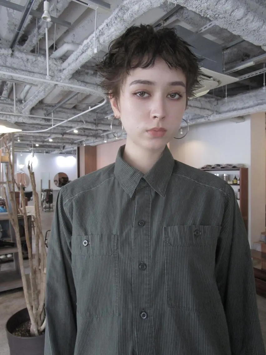 ショート カラー パーマ ショートボブ アディクシーカラー ブリーチ ケアブリーチ 透明感カラー カット ヘアカラー CEINE PATHのヘアスタイル