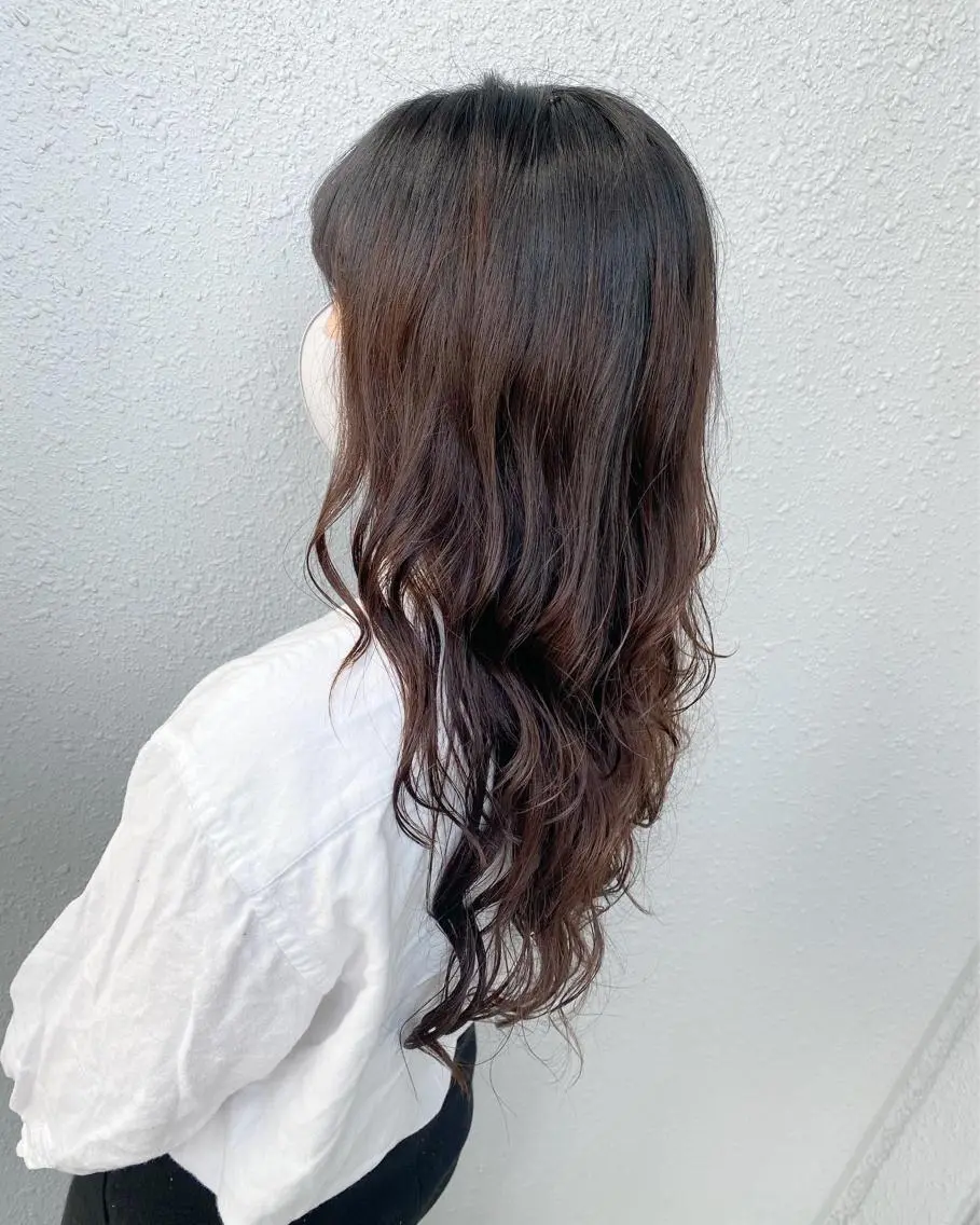 ロング パーマ ロング ウルフカット 後藤紗英/髪質改善 /オリーブベージュのヘアスタイル
