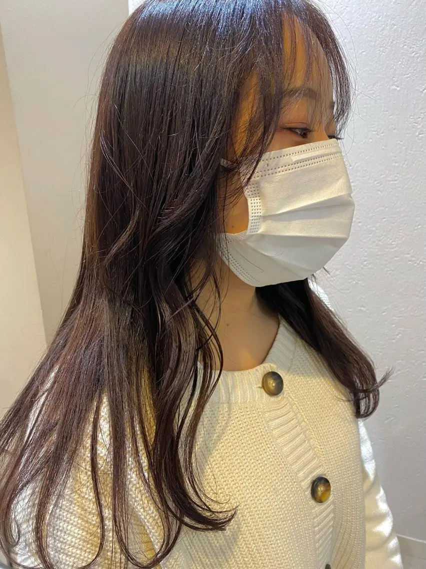 ロング ピンクブラウン くびれヘア 韓国風ヘア レイヤーカット カット ヘアカラー 艶髪 透明感カラー 田中伶奈のヘアスタイル