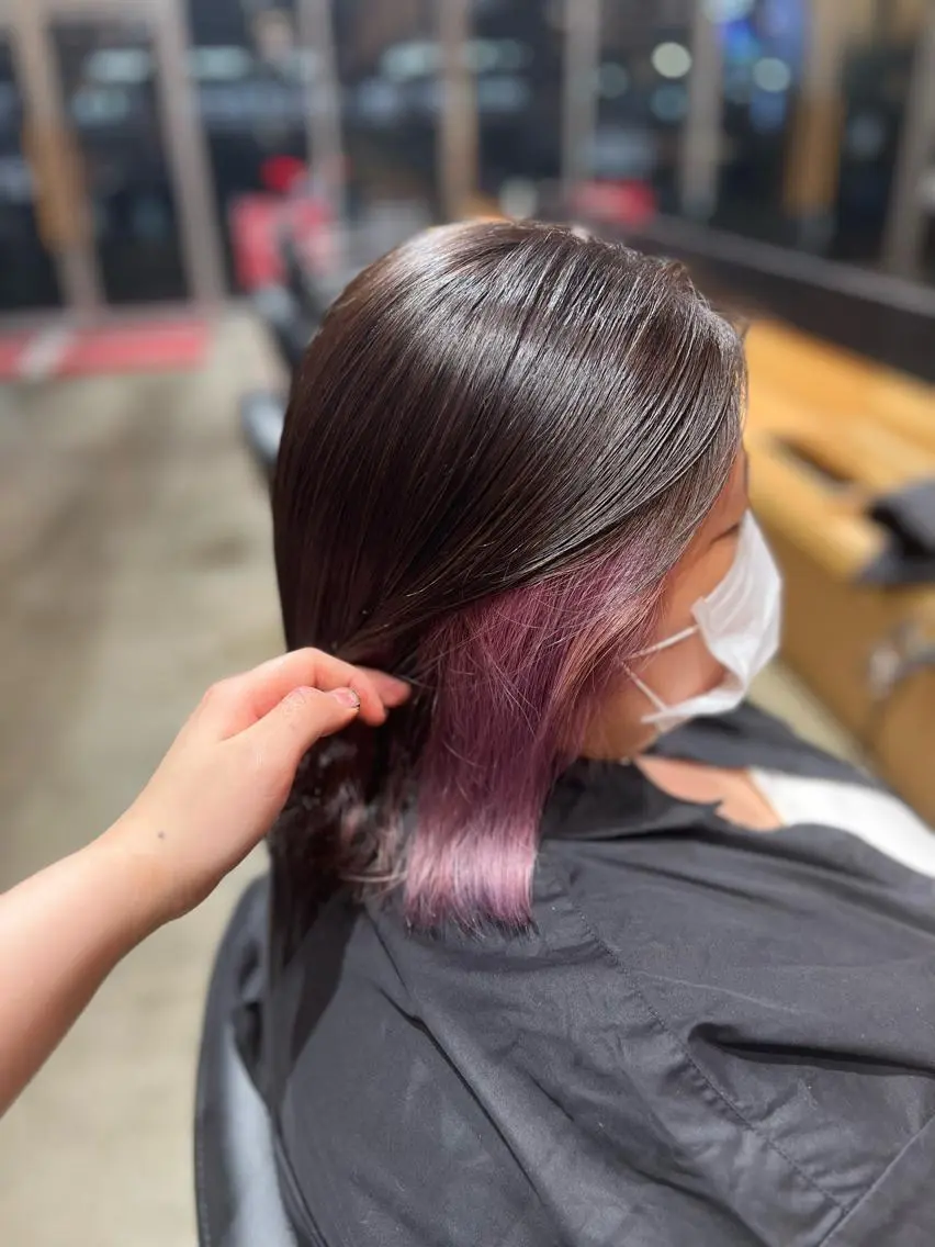 ミディアム カラー ヘアアレンジ アッシュ アッシュブラウン ブラウンカラー ピンクカラー 渡部 彩花のヘアスタイル