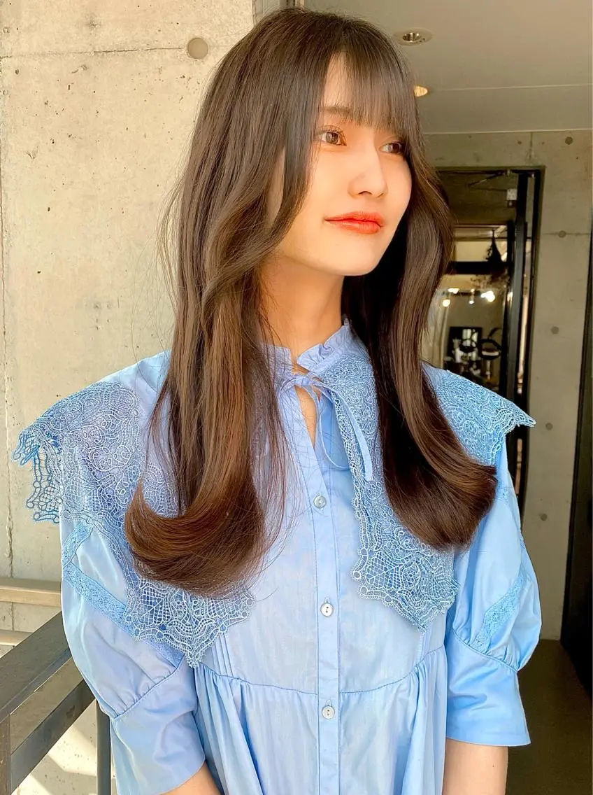 セミロング ボブ くびれヘア エギョモリ 韓国風ヘア レイヤーカット 大人可愛いレイヤー 大田のヘアスタイル