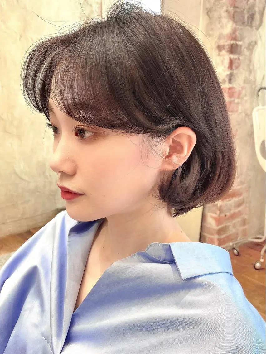 ミディアム カラー パーマ ヘアアレンジ ボブ タンバルモリ 韓国風ヘア 🌈小顔似合わせ SHIHO🌈のヘアスタイル