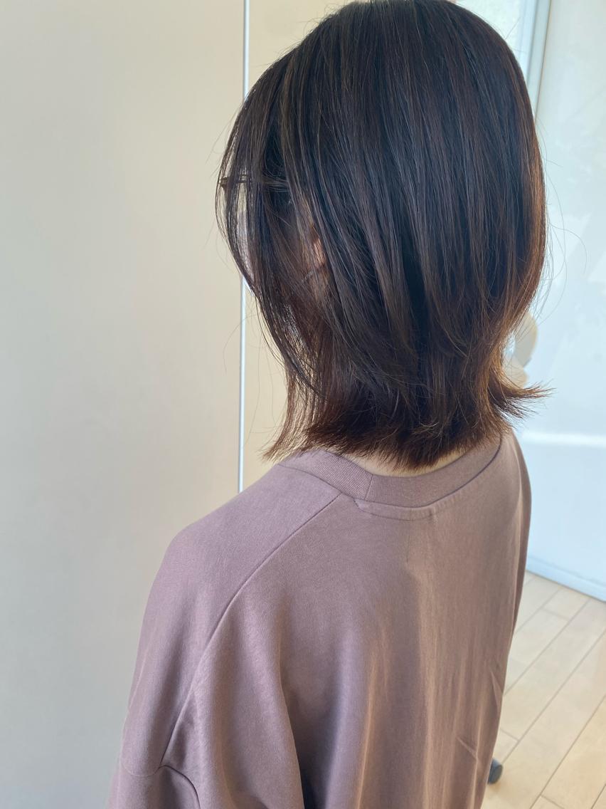 ミディアム 顔周りカット レイヤーカット 金子 亜里紗のヘアスタイル