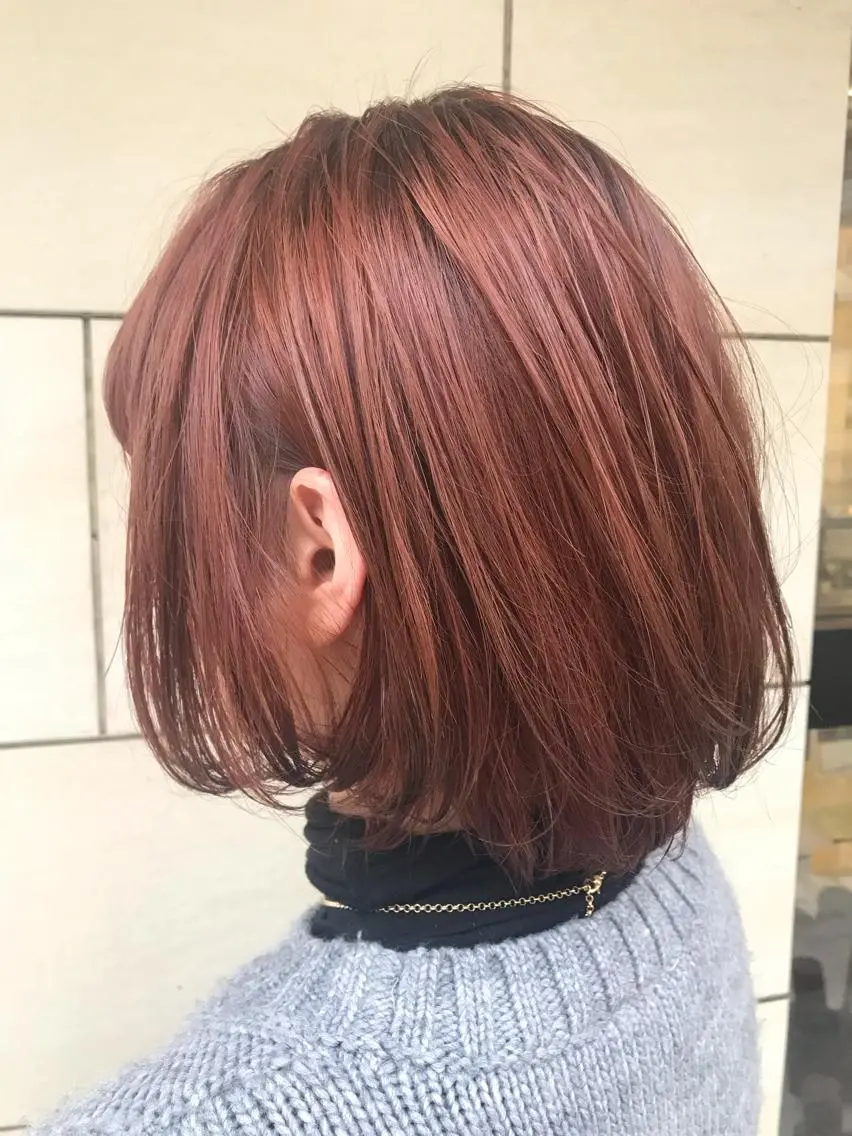 ミディアム カラー オレンジ 有馬ミク🌈 似合わせ美容師のヘアスタイル