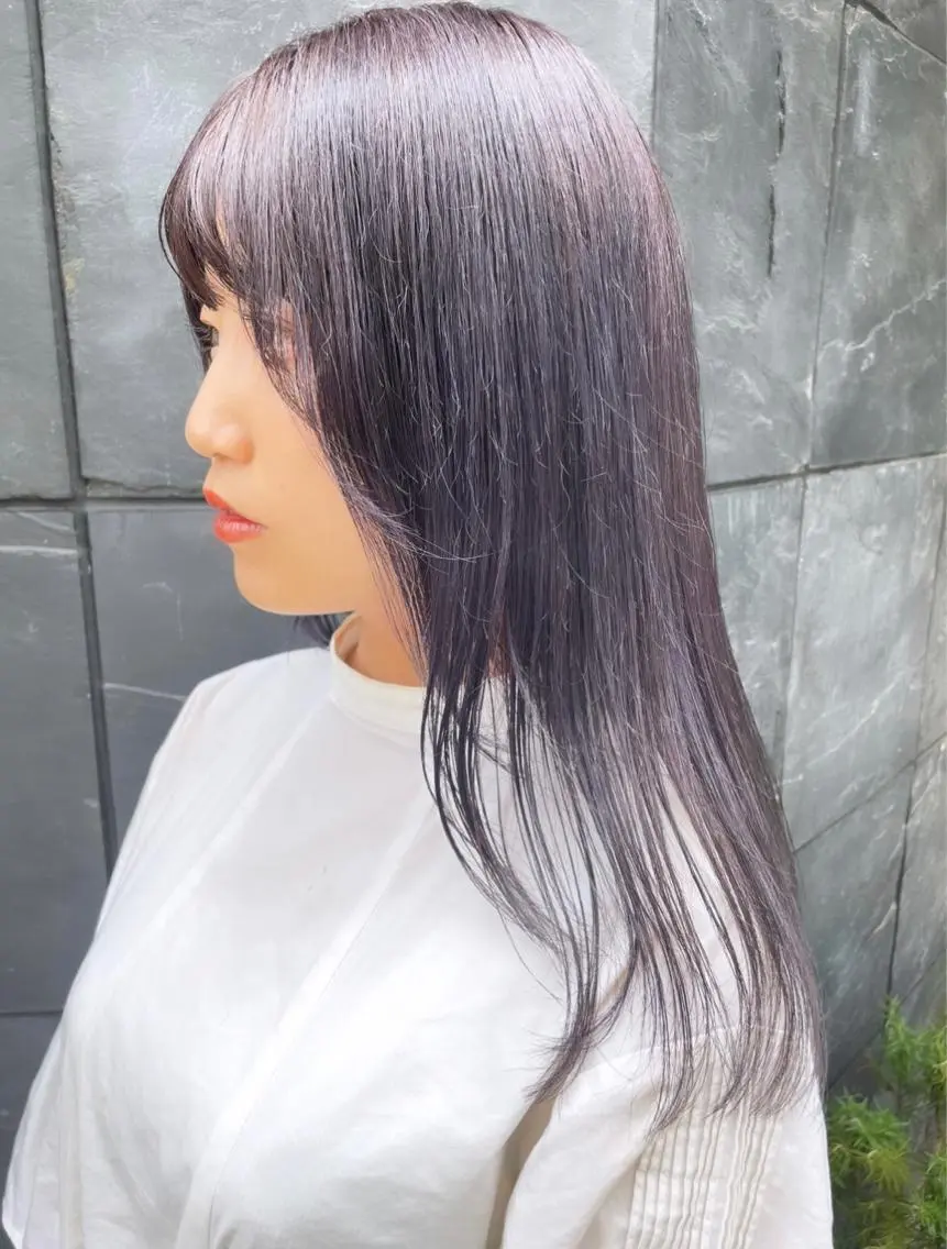 セミロング パープルカラー HIBIKI/原宿 ハッシュカット🪄のヘアスタイル