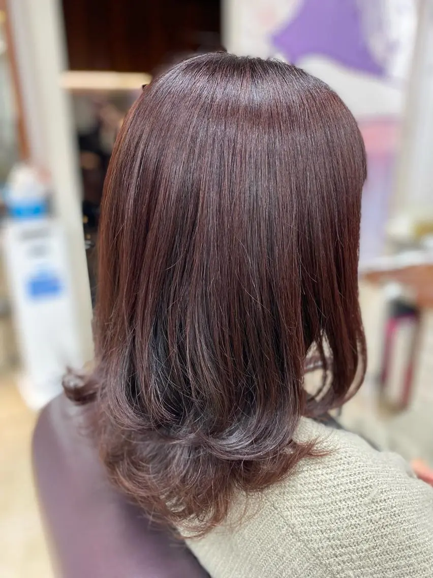 ミディアム カラー ブラウンカラー ピンクカラー ピンクブラウン HIRAGA MIKIのヘアスタイル