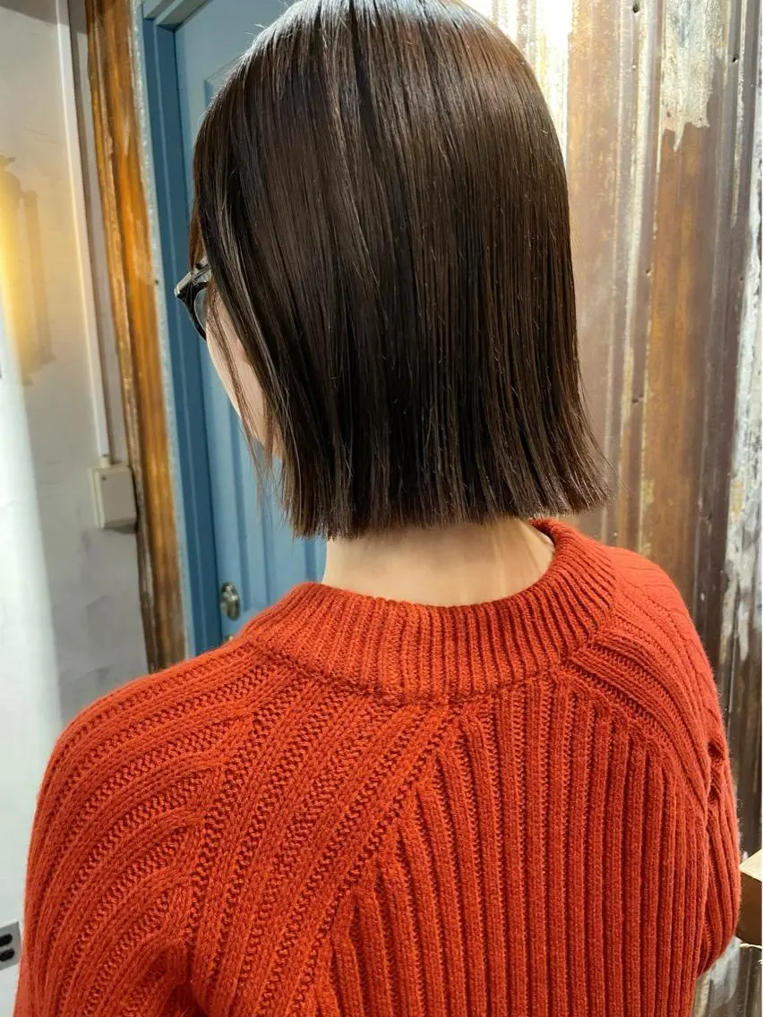 ミディアム カラー ボブ 似合わせカット 外ハネヘア 結べるレイヤーボブ くびれLady表参道のヘアスタイル