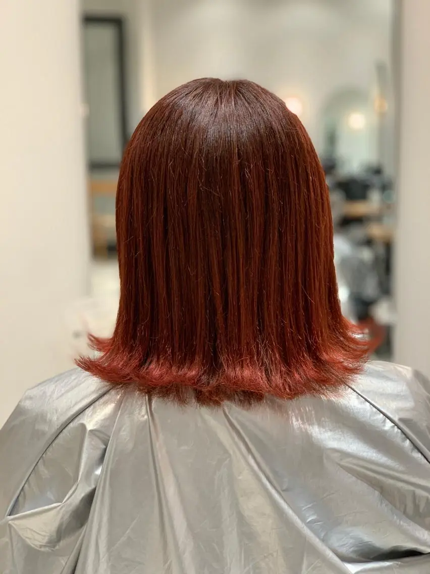 ミディアム カラー ブリーチ レッドカラー ヘアカラー 佐野 智史のヘアスタイル