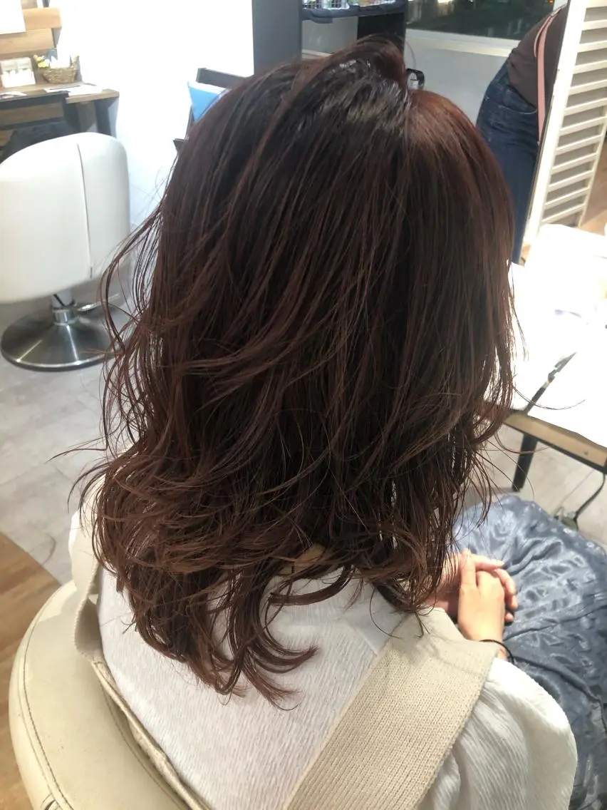 セミロング カラー ピンクカラー 韓国風ヘア レイヤーカット カット ヘアカラー 木村 美穂のヘアスタイル