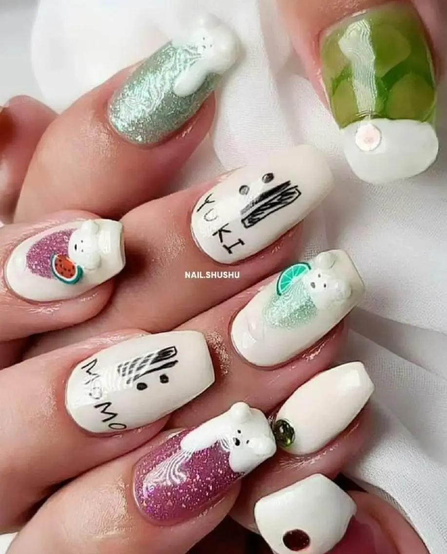 ネイル 持ち込み ニュアンスネイル ワンカラーネイル シンプルネイル 夏ネイル 3dパーツ/流行り 👧shushu❤️のネイルデザイン