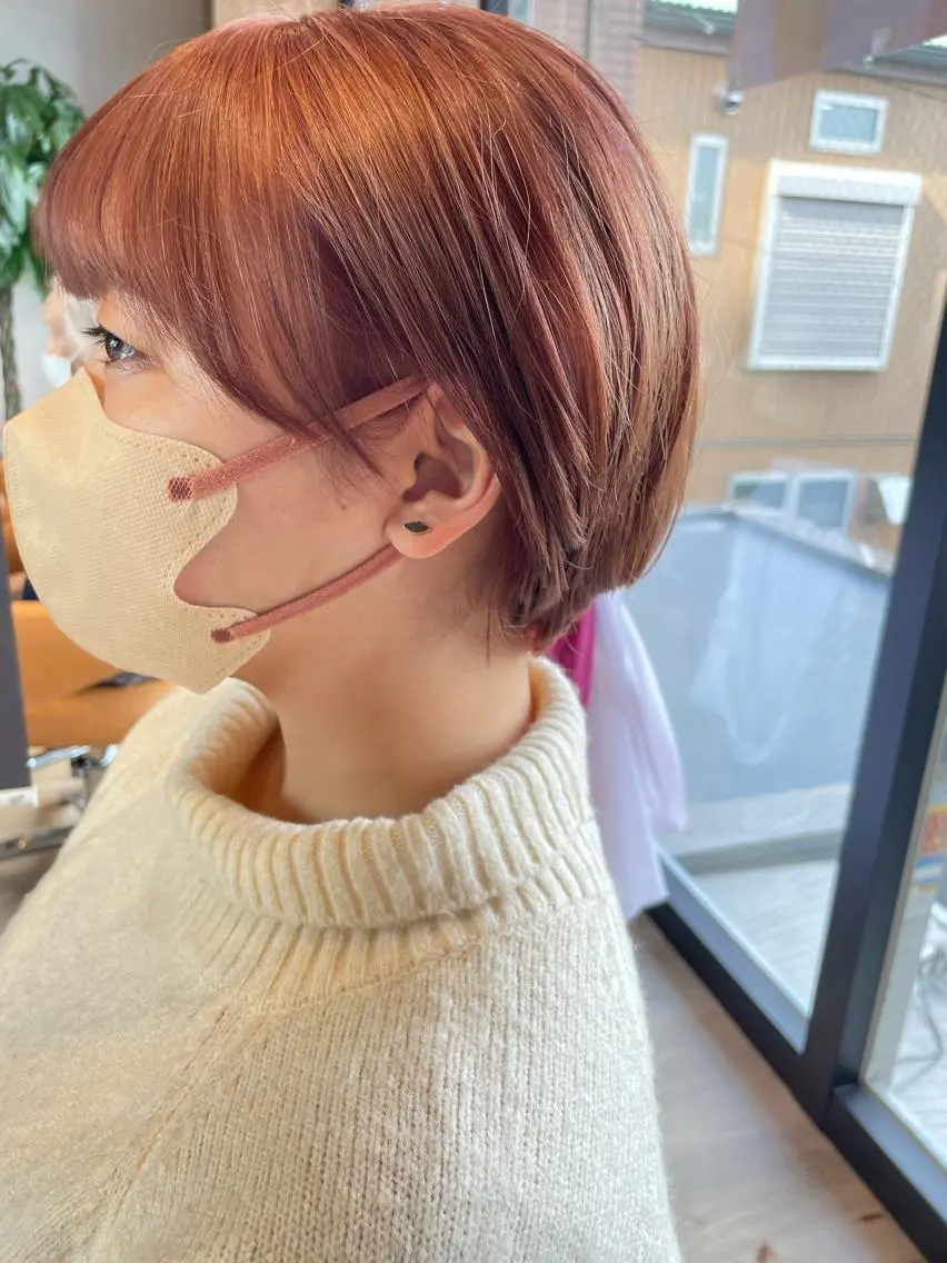 ショート カラー ブラウンカラー ピンクカラー ピンクブラウン カット ヘアカラー トリートメント 髪質改善/ブリーチ 田代 龍我のヘアスタイル