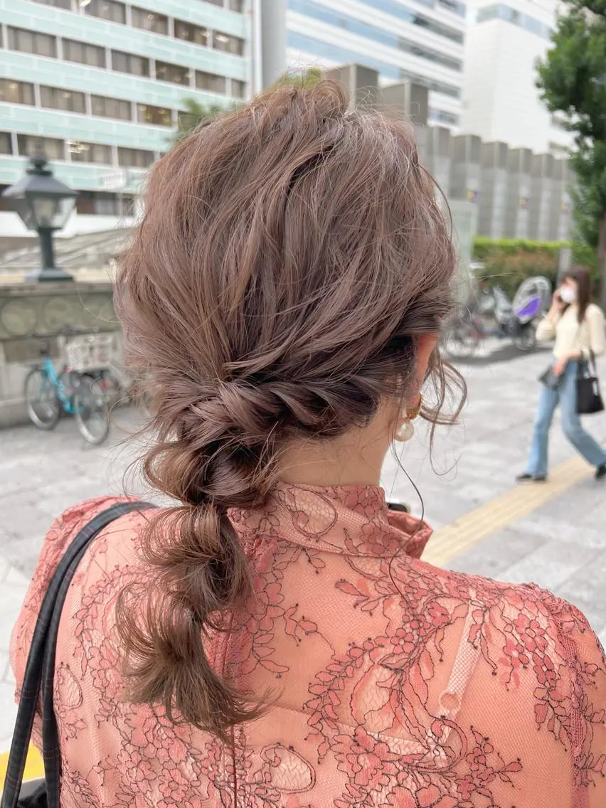 セミロング ヘアアレンジ 谷町/Le'a /竹原しおなのヘアスタイル