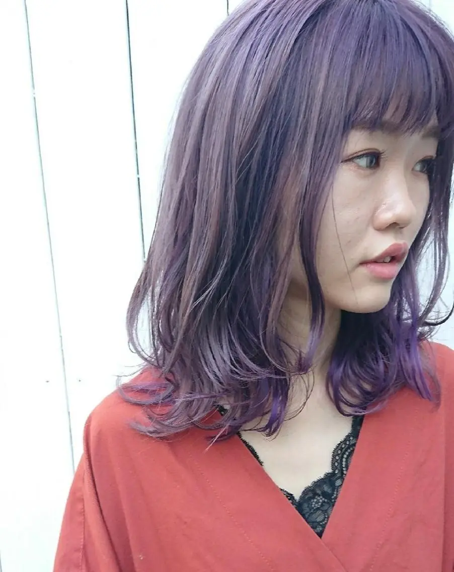 セミロング カラー ブリーチ 透明感カラー ラベンダーカラー パープルカラー coii コイ【原宿/表参道】のヘアスタイル