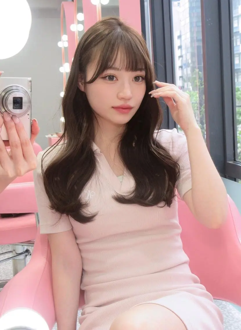 ロング カラー ハッシュカット ハイレイヤー ヨシンモリ 韓国風ヘア レイヤーカット カット ヘアカラー トリートメント ヘアセット 渋谷美容室/韓国ヘア /misakiのヘアスタイル