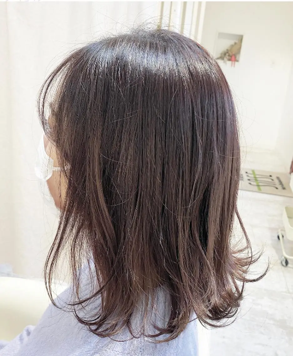 ミディアム カラー レッドカラー 酸性ストレート/ブリ ーチなしWカラー河本のヘアスタイル