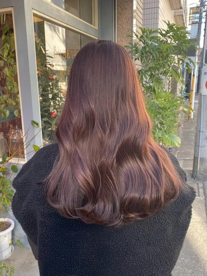 セミロング カラー ブラウンカラー ピンクカラー ピンクブラウン AYANO ／レイヤー／オリーブのヘアスタイル