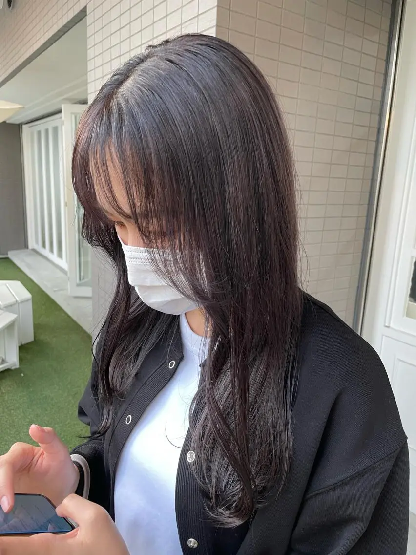 ロング カラー ヘアアレンジ ダークグレー ダークグレージュ グレージュ ヘアカラー トリートメント 酸性縮毛矯正 梅田茶屋町 Juriのヘアスタイル