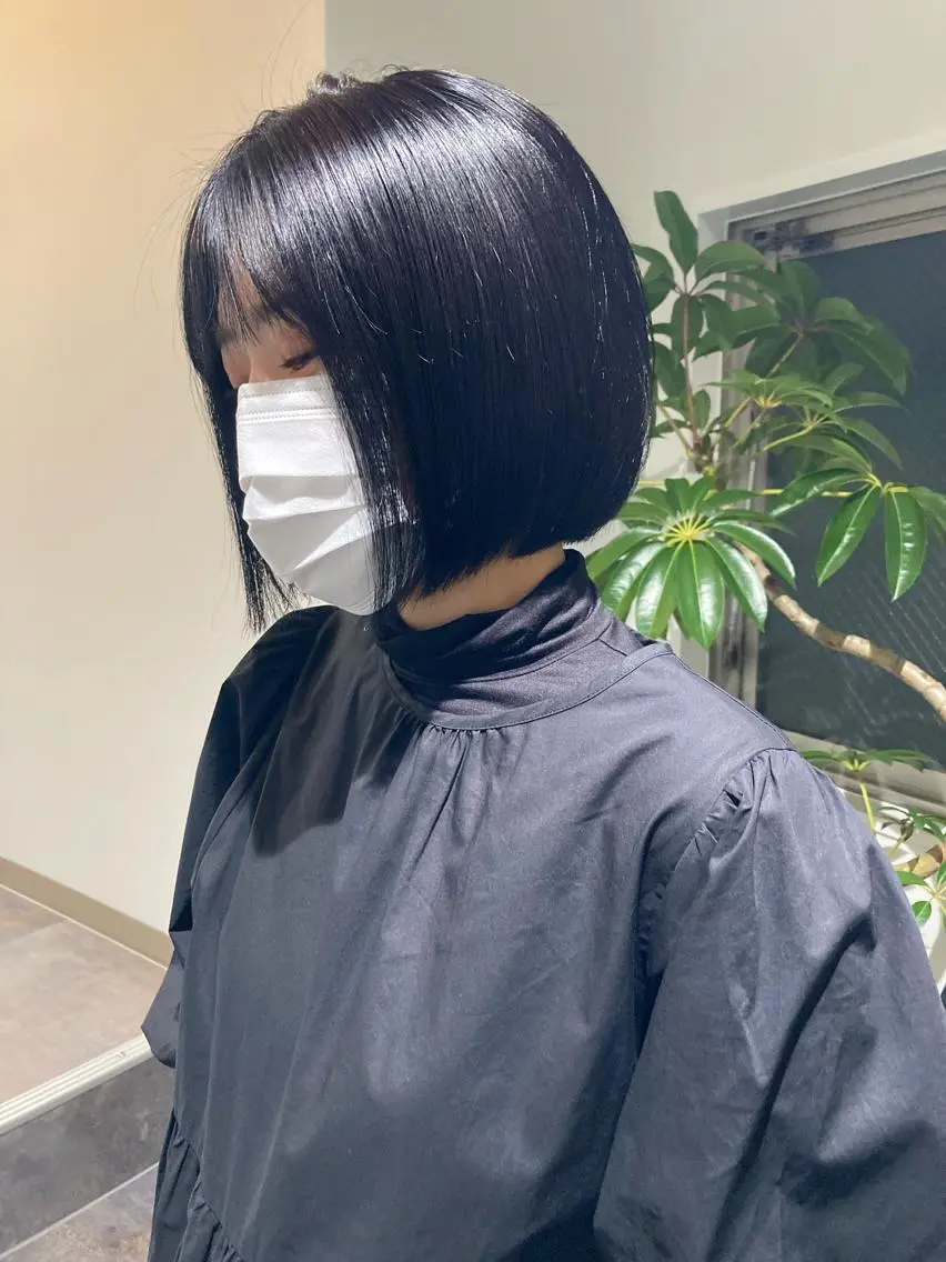 ミディアム カラー ボブ 髪質改善 佐伯 和佳のヘアスタイル